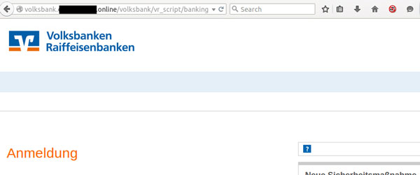 Phishing-Mail Identitätsüberprüfung Ansicht der gefälschten Internetseite zur Überprüfung der Kundendaten - Anmeldung